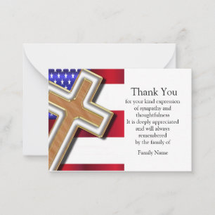 Cross Flag USA après funérailles Merci Cartes