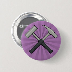 Cross Hammers with Sunburst 2 Inch Round Button