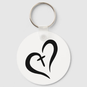 Cross heart keychain