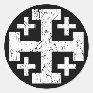 cross holy land grunge religion symbol Jerusalem P Classic Round Sticker