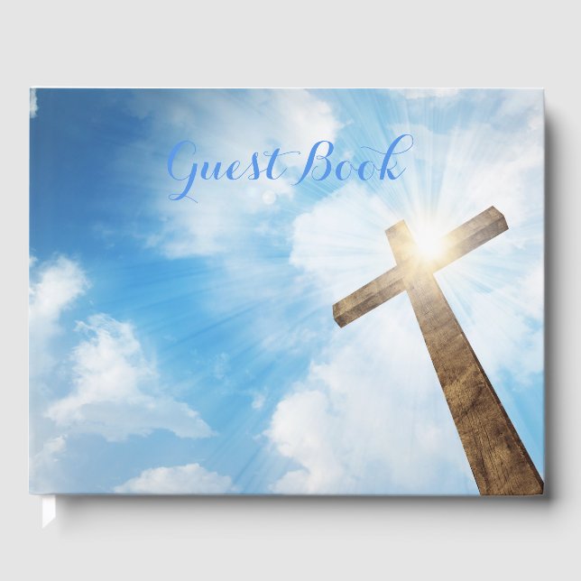 Cross in Blue Sky Guest Book (Front)