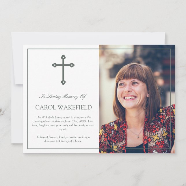 Cross In Loving Memory Photo Announcement (Front)