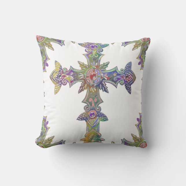 Cross in pride colours  throw pillow (Front)