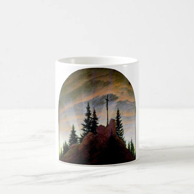 Cross in the Mountains, Friedrich Coffee Mug (Center)
