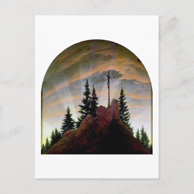 Cross in the Mountains, Friedrich Postcard (Front)