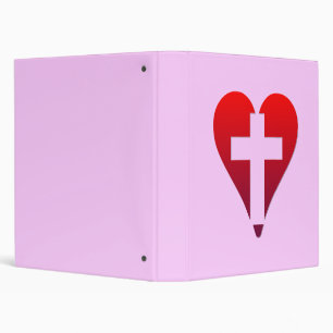 Cross inside red Heart Binder