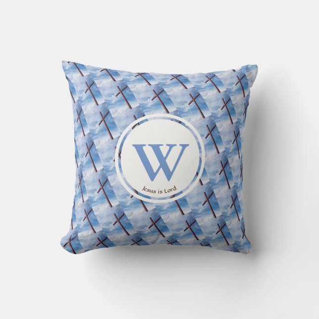 CROSS Jesus is Lord Custom Monogram EASTER Throw Pillow (Front)