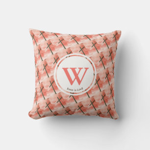 CROSS Jesus is Lord Monogram Custom EASTER Coral Throw Pillow