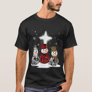 Cross Jesus merry christmas Snowman Funny Xmas For T-Shirt