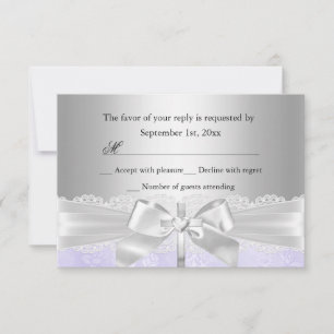 Cross & Lace Bow Purple Baptism/Christening RSVP
