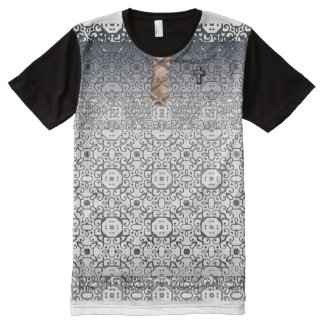 Cross Lace-up All-Over-Print T-Shirt
