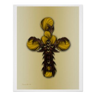 "Cross Leaves Abstraction", Glossy Poster