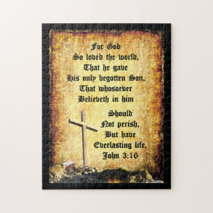 Cross & Manger with John 3vs16 Jigsaw Puzzle