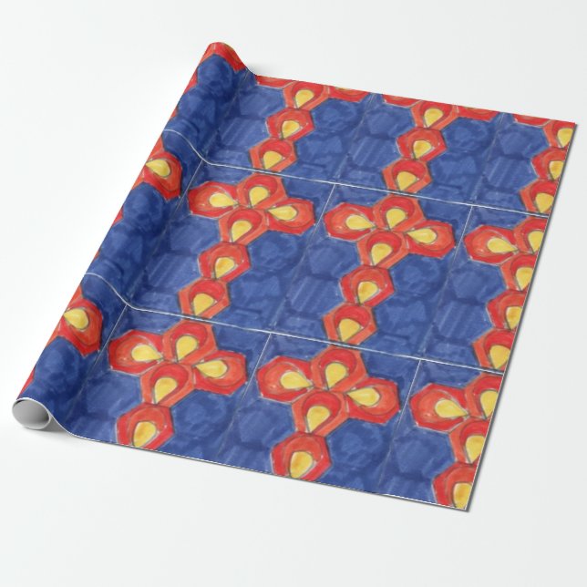 Cross Motif Matte Wrapping Paper (Unrolled)