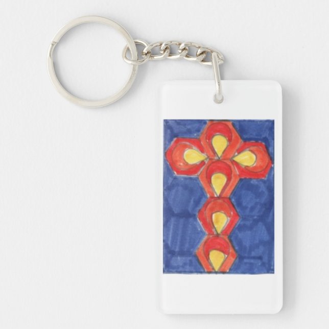 Cross Motif Rectangular Keychain (Front)