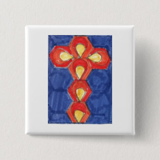 Cross Motif Square Badge 2 Inch Square Button