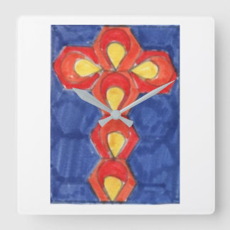 Cross Motif Square Wall Clock