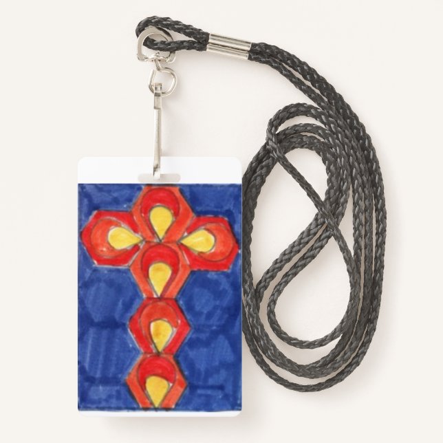 Cross Motif Vertical  Lanyard Badge (Front with Lanyard)