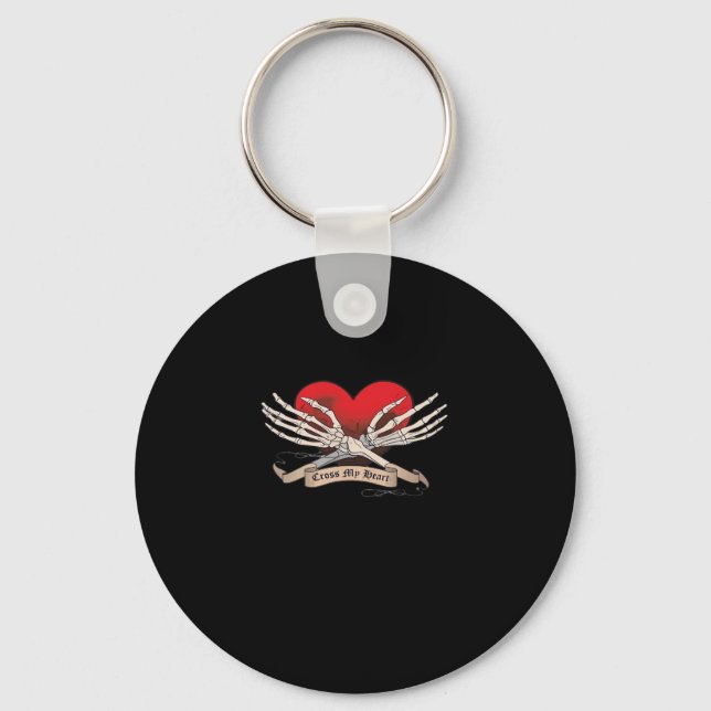 Cross My Heart (Hope To Die) - Skeleton Hands Hear Keychain (Front)