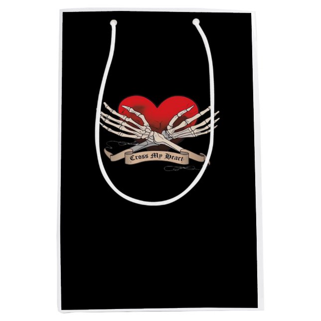 Cross My Heart (Hope To Die) - Skeleton Hands Hear Medium Gift Bag (Front)