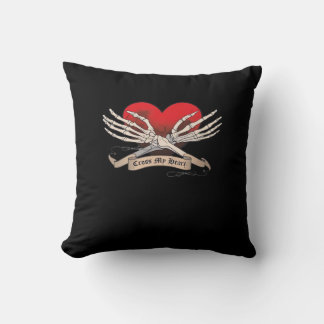 Cross My Heart (Hope To Die) - Skeleton Hands Hear Throw Pillow