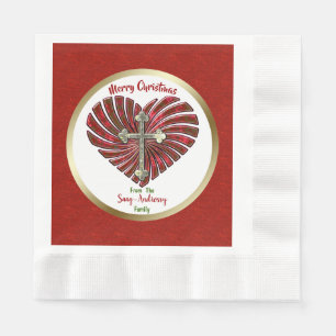 Cross-My-Heart Personalized Christmas Napkin