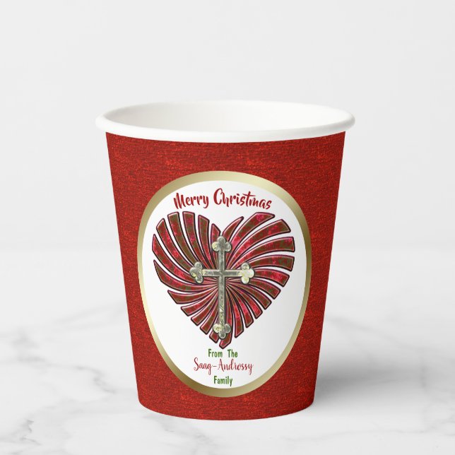 Cross-My-Heart Personalized Christmas Paper Cups (Front)