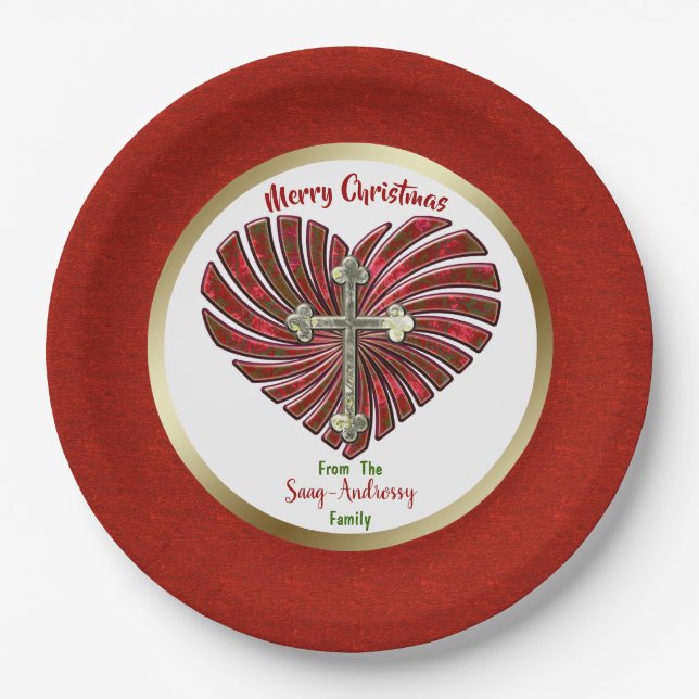 Cross-My-Heart Personalized Christmas Paper Plate (Front)