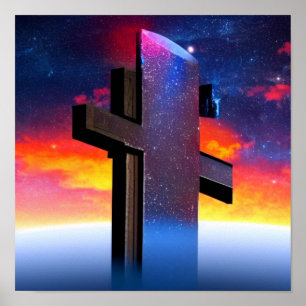 Cross Obelisk in Space Poster