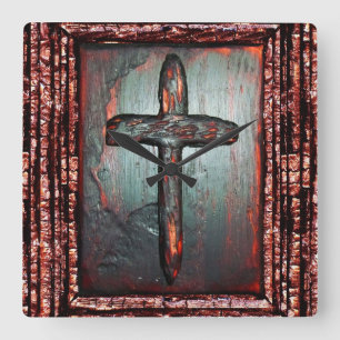 Cross of Blood Square Wall Clock
