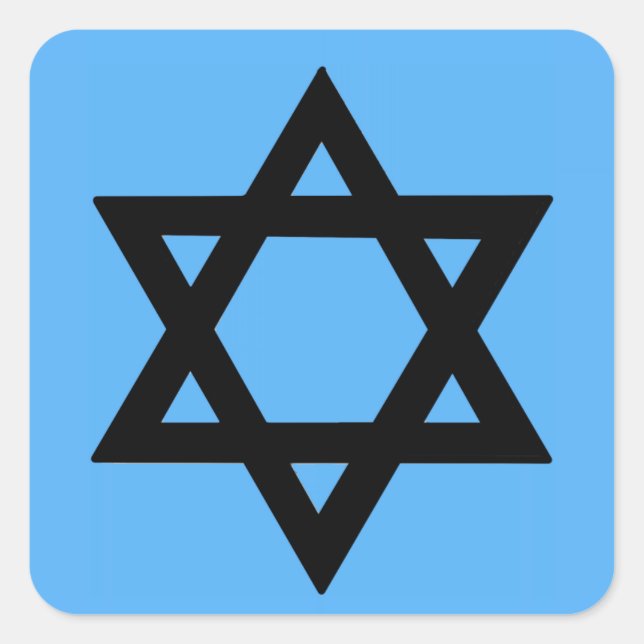 Cross of David on Sky Blue Background Square Sticker (Front)