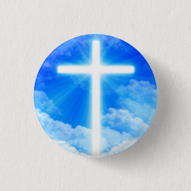 Cross of Light Jesus Christ Customizable Christian 1 Inch Round Button (Front)