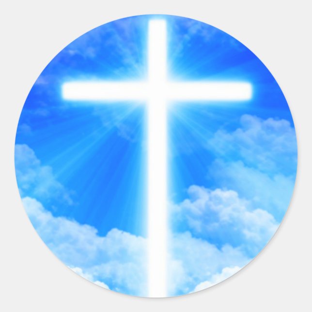 Cross of Light Jesus Christ Customizable Christian Classic Round Sticker (Front)
