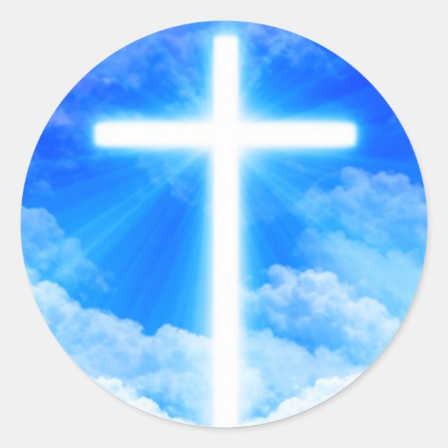 Cross of Light Jesus Christ Customizable Christian Classic Round Sticker (Front)