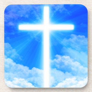 Cross of Light Jesus Christ Customizable Christian Coaster