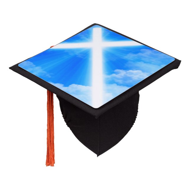 Cross of Light Jesus Christ Customizable Christian Graduation Cap Topper (Angled)