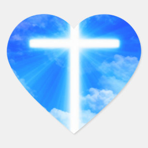 Cross of Light Jesus Christ Customizable Christian Heart Sticker