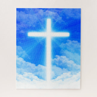 Cross of Light Jesus Christ Customizable Christian Jigsaw Puzzle