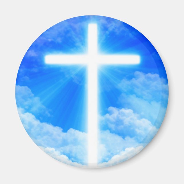 Cross of Light Jesus Christ Customizable Christian Magnet (Front)