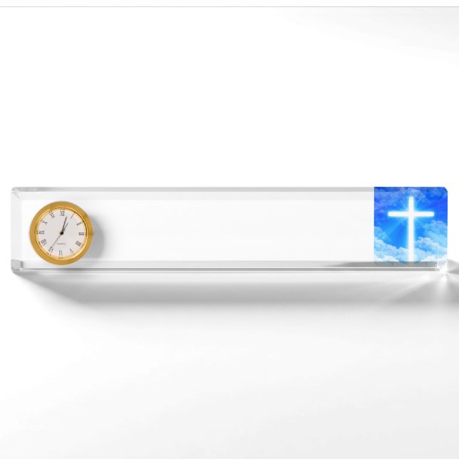 Cross of Light Jesus Christ Customizable Christian Nameplate (Front)