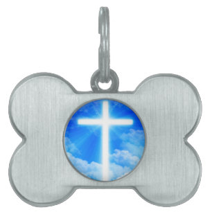 Cross of Light Jesus Christ Customizable Christian Pet ID Tag