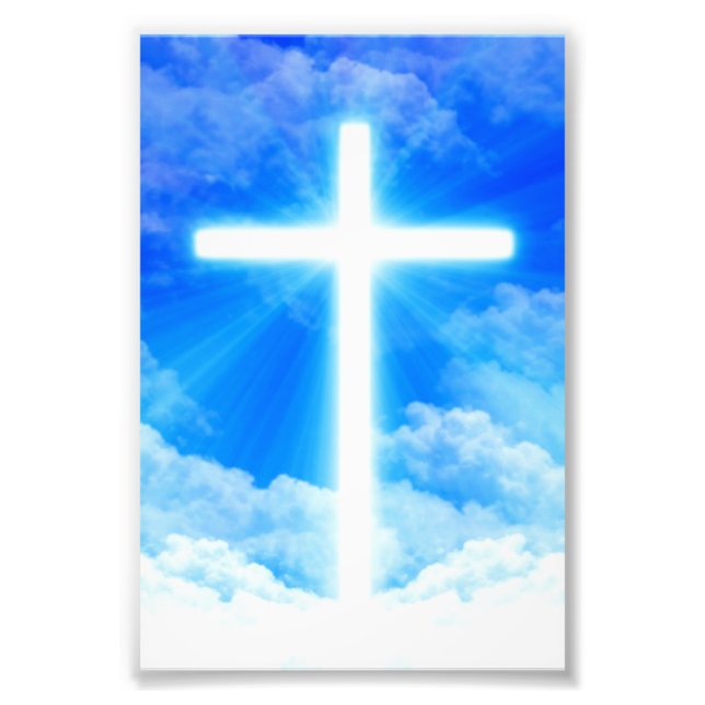 Cross of Light Jesus Christ Customizable Christian Photo Print (Front)