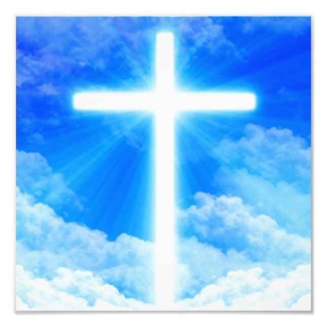 Cross of Light Jesus Christ Customizable Christian Photo Print (Front)
