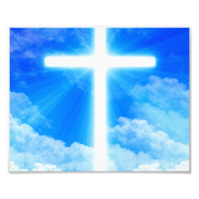 Cross of Light Jesus Christ Customizable Christian Photo Print (Front)