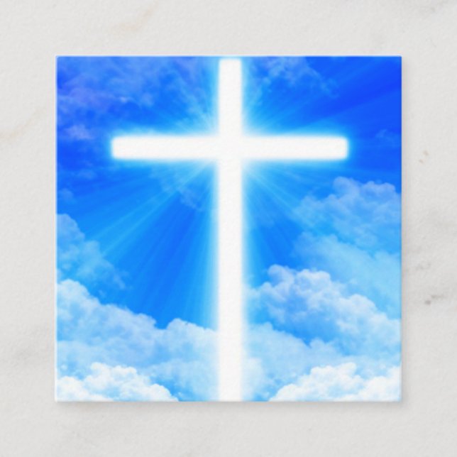 Cross of Light Jesus Christ Customizable Christian Square Business Card (Front)
