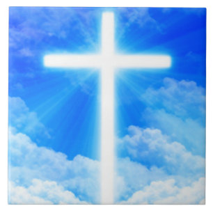 Cross of Light Jesus Christ Customizable Christian Tile