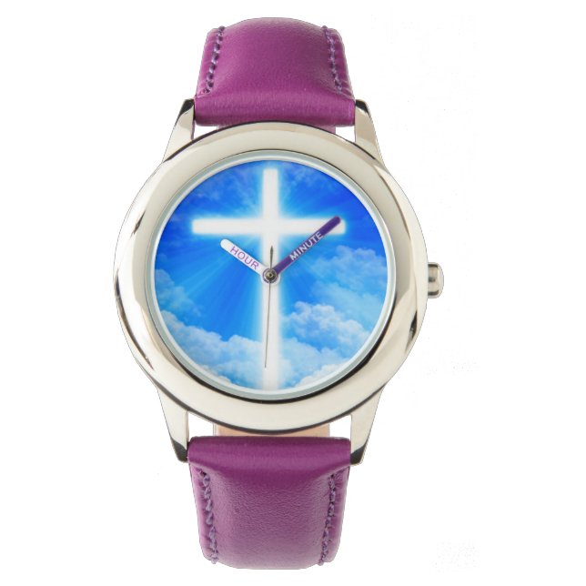 Cross of Light Jesus Christ Customizable Christian Watch (Front)