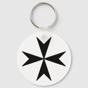 Cross Of Malta v2 (black on white) Keychain