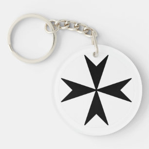 Cross Of Malta v2 (black on white) Keychain