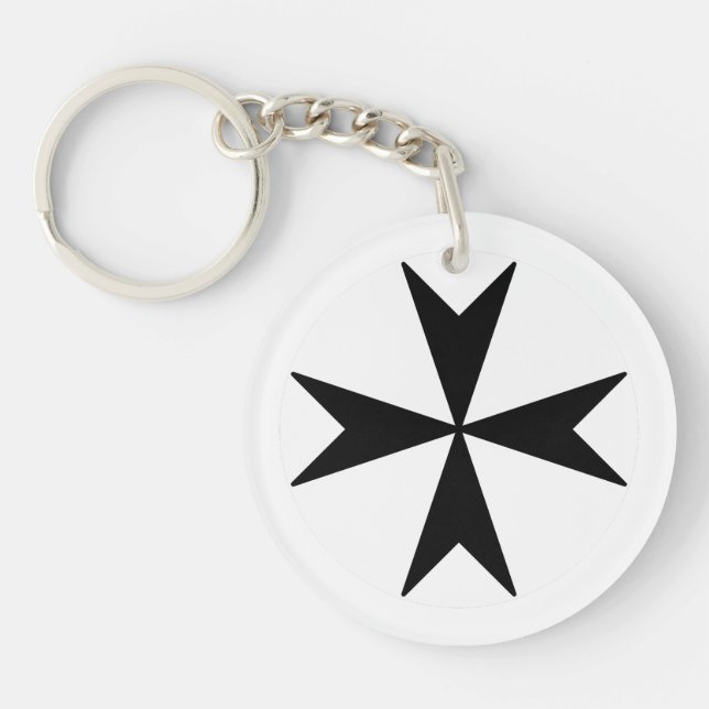 Cross Of Malta v2 (black on white) Keychain (Front)
